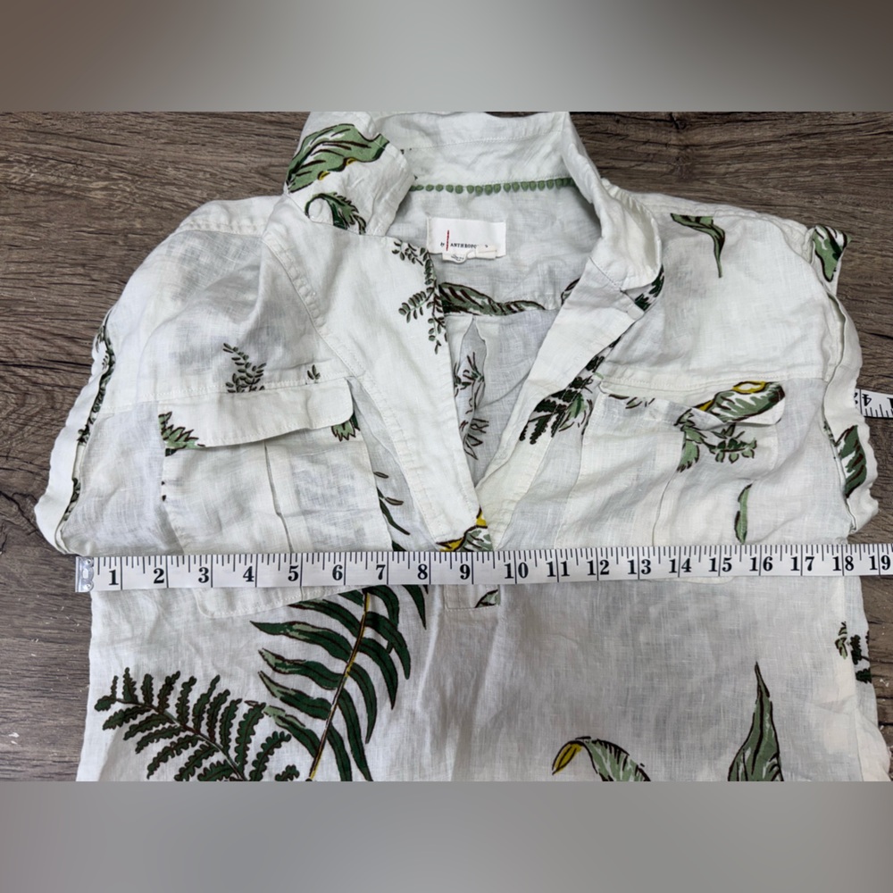 Anthropologie Botanical Leaf Palm Fern Pattern Blouse size small - Picture 4 of 6